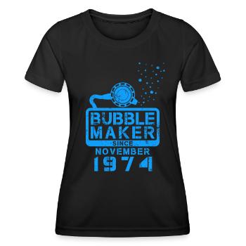 Anniversaire de plongeur Bubblemaker depuis novembre 1974 - T-shirt sport Femme - noir - Devant - AI Model Female 172 light (172cm)