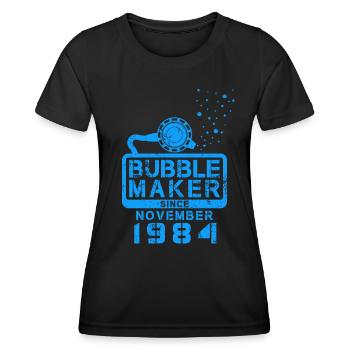 Anniversaire de plongeur Bubblemaker depuis novembre 1984 - T-shirt sport Femme - noir - Devant - AI Model Female 172 light (172cm)