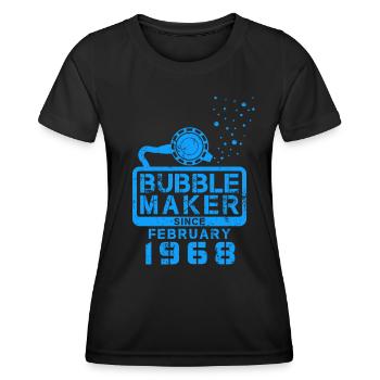 Plongeur anniversaire Bubblemaker depuis février 1968 - T-shirt sport Femme - noir - Devant - AI Model Female 172 light (172cm)