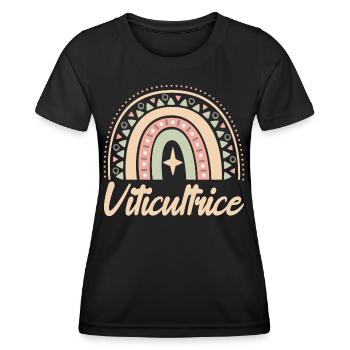 Cadeau Viticultrice. Boho Rainbow viticultrice. - T-shirt sport Femme - noir - Devant - AI Model Female 172 light (172cm)