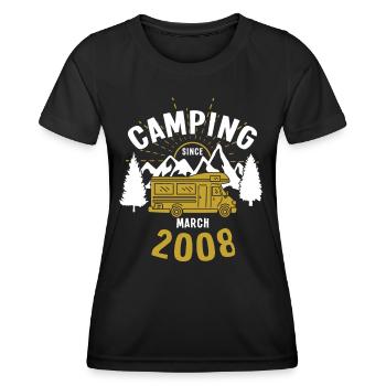 Camping since March 2008 - Frauen Funktions-T-Shirt - Schwarz - Vorne - AI Model Female 172 light (172cm)