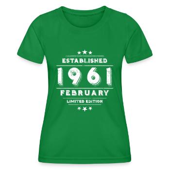 Birthday in February 1961 - February - Women's Functional T-Shirt - kelly green - Front - AI Model Female 172 dark (172cm)