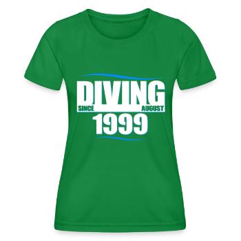 Taucher Geburtstag - Diving since August 1999 - Frauen Funktions-T-Shirt - Kelly Green - Vorne - AI Model Female 172 dark (172cm)