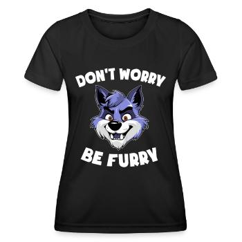 Furry Design - Don't Worry be Furry - Wolf - Women's Functional T-Shirt - black - Front - AI Model Female 172 light (172cm)