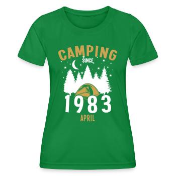 Anniversaire: Camping depuis avril 1983 Camping - T-shirt sport Femme - vert - Devant - AI Model Female 172 dark (172cm)