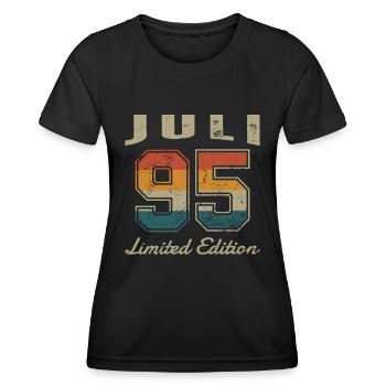 Geburtstag: Juli 1995 - Limited Edition Retro - Frauen Funktions-T-Shirt - Schwarz - Vorne - AI Model Female 172 light (172cm)
