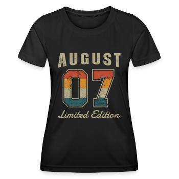Geburtstag: August 2007 - Limited Edition Retro - Frauen Funktions-T-Shirt - Schwarz - Vorne - AI Model Female 172 light (172cm)