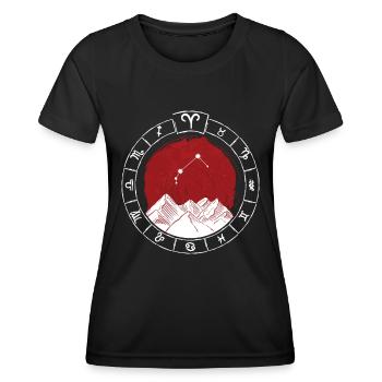 Zodiac sign Aries - Zodiac sign - Natal period - Women's Functional T-Shirt - black - Front - AI Model Female 172 light (172cm)