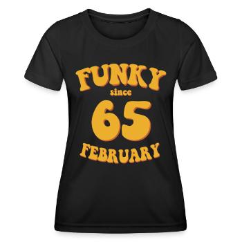 Funky Birthday: February 1965 - Flower Power - Women's Functional T-Shirt - black - Front - AI Model Female 172 light (172cm)