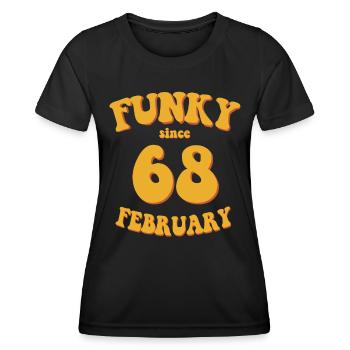 Funky Birthday: Février 1968 - Flower Power - T-shirt sport Femme - noir - Devant - AI Model Female 172 light (172cm)