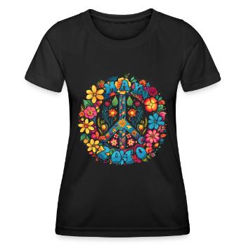 Flower Power Hippie Birthday - May 2010 - Women's Functional T-Shirt - black - Front - AI Model Female 172 light (172cm)