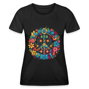 Flower Power Hippie Birthday - January 2011 - Women's Functional T-Shirt - black - Front - AI Model Female 172 light (172cm)