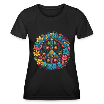 Flower Power Hippie Birthday - November 1998 - Women's Functional T-Shirt - black - Front - AI Model Female 172 light (172cm)