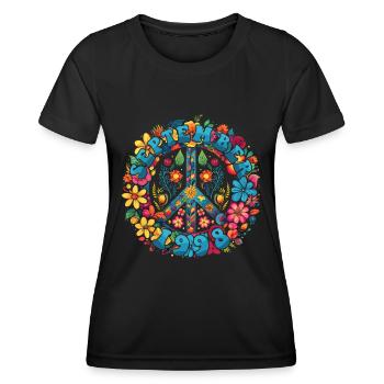 Flower Power Hippie Birthday - September 1998 - Women's Functional T-Shirt - black - Front - AI Model Female 172 light (172cm)