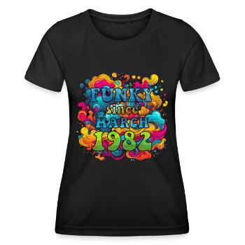 Funky Birthday: March 1982 - Psychadelic - Women's Functional T-Shirt - black - Front - AI Model Female 172 light (172cm)