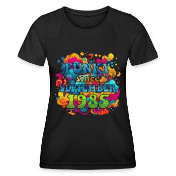 Funky Birthday: Septembre 1985 - Psychadelic - T-shirt sport Femme - noir - Devant - AI Model Female 172 light (172cm)
