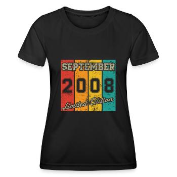 Geburtstag: September 2008 - Limited Edition Retro - Frauen Funktions-T-Shirt - Schwarz - Vorne - AI Model Female 172 light (172cm)