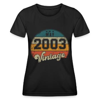 Vintage Geburtstag - Mai 2003 - Geschenkidee - Frauen Funktions-T-Shirt - Schwarz - Vorne - AI Model Female 172 light (172cm)