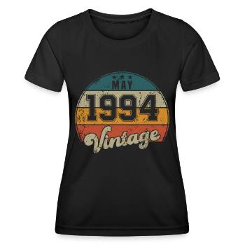 Vintage Geburtstag - Mai 1994 - Geschenkidee - Frauen Funktions-T-Shirt - Schwarz - Vorne - AI Model Female 172 light (172cm)