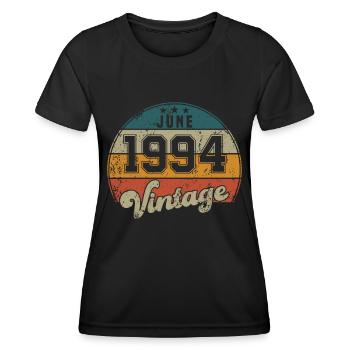 Vintage Geburtstag - Juni 1994 - Geschenkidee - Frauen Funktions-T-Shirt - Schwarz - Vorne - AI Model Female 172 light (172cm)