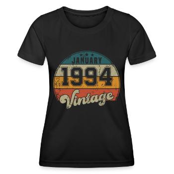 Vintage Geburtstag - Januar 1994 - Geschenkidee - Frauen Funktions-T-Shirt - Schwarz - Vorne - AI Model Female 172 light (172cm)