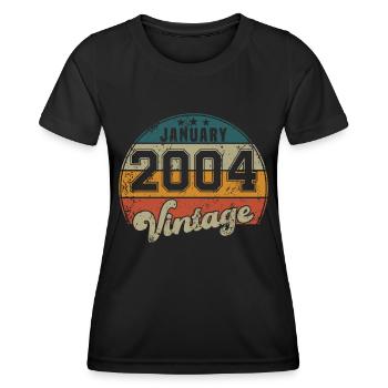 Vintage Geburtstag - Januar 2004 - Geschenkidee - Frauen Funktions-T-Shirt - Schwarz - Vorne - AI Model Female 172 light (172cm)