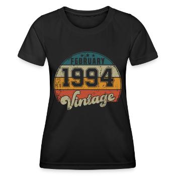 Vintage Geburtstag - Februar 1994 - Geschenkidee - Frauen Funktions-T-Shirt - Schwarz - Vorne - AI Model Female 172 light (172cm)