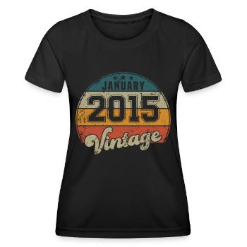 Vintage Geburtstag - Januar 2015 - Geschenkidee - Frauen Funktions-T-Shirt - Schwarz - Vorne - AI Model Female 172 light (172cm)