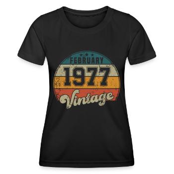 Vintage Geburtstag - Februar 1977 - Geschenkidee - Frauen Funktions-T-Shirt - Schwarz - Vorne - AI Model Female 172 light (172cm)