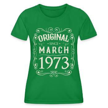 Vintage - Original since March 1973 Birthday - Women's Functional T-Shirt - kelly green - Front - AI Model Female 172 dark (172cm)