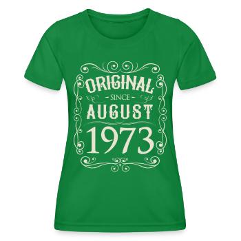 Vintage - Original since August 1973 Birthday - Women's Functional T-Shirt - kelly green - Front - AI Model Female 172 dark (172cm)