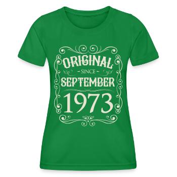 Vintage - Original since September 1973 Birthday - Women's Functional T-Shirt - kelly green - Front - AI Model Female 172 dark (172cm)