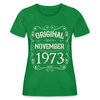 Vintage - Original since November 1973 Birthday - Women's Functional T-Shirt - kelly green - Front - AI Model Female 172 dark (172cm)