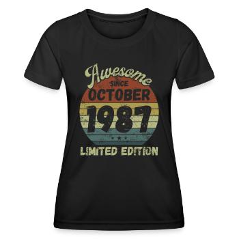 Awesome since October 1987 - Geburtstag - Frauen Funktions-T-Shirt - Schwarz - Vorne - AI Model Female 172 light (172cm)