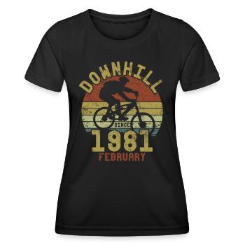 Birthday Downhill Bike Bike February 1981 - Women's Functional T-Shirt - black - Front - AI Model Female 172 light (172cm)
