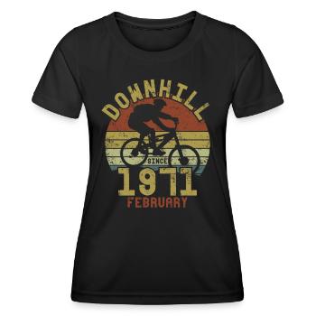 Birthday Downhill Bike Bike February 1971 - Women's Functional T-Shirt - black - Front - AI Model Female 172 light (172cm)