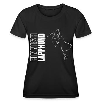 Finnish Lapphund Profile Dogs Dog Wilsigns - Women's Functional T-Shirt - black - Front - AI Model Female 172 light (172cm)