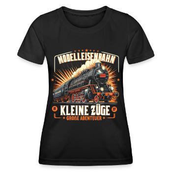 Modellbahn Eisenbahn Modelleisenbahn Modellbauer - Frauen Funktions-T-Shirt - Schwarz - Vorne - AI Model Female 172 light (172cm)