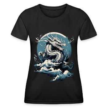 Dragon céleste en pleine ascension - T-shirt sport Femme - noir - Devant - AI Model Female 172 light (172cm)