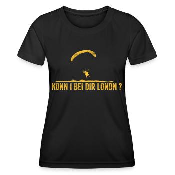 Konn i bei dir londn? - Frauen Funktions-T-Shirt - Schwarz - Vorne - AI Model Female 172 light (172cm)