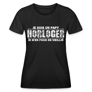 je suis un papy horloger cadeau de mon papy. - T-shirt sport Femme - noir - Devant - AI Model Female 172 light (172cm)