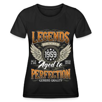 Né en 1959 Legends Vintage Anniversaire - T-shirt sport Femme - noir - Devant - AI Model Female 172 light (172cm)