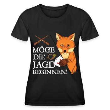 Möge Die Jagd Beginnen Doppelkopf Kartenspiel Doko - Frauen Funktions-T-Shirt - Schwarz - Vorne - AI Model Female 172 light (172cm)