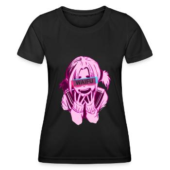 Manga Shirt Anime for Girls Waifu - Women's Functional T-Shirt - black - Front - AI Model Female 172 light (172cm)