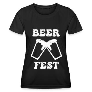 Beer Beer Drinker Party Alcohol Freshly Tapped - Women's Functional T-Shirt - black - Front - AI Model Female 172 light (172cm)