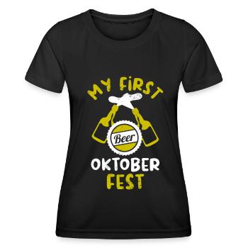 Beer Beer Drinker Party Alcohol Freshly Tapped - Women's Functional T-Shirt - black - Front - AI Model Female 172 light (172cm)