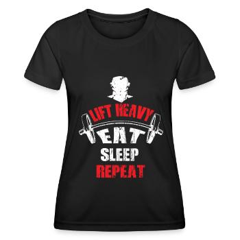 Fitness Krafttraining Kraftdreikampf Gewichtheben - Frauen Funktions-T-Shirt - Schwarz - Vorne - AI Model Female 172 light (172cm)