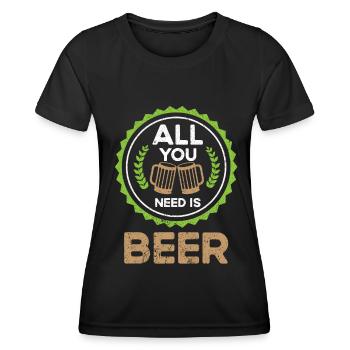 Bière Buveur de bière Bouteille de bière en canette de bière - T-shirt sport Femme - noir - Devant - AI Model Female 172 light (172cm)