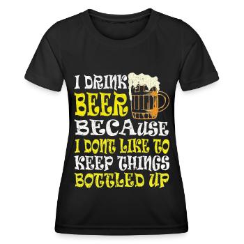 Bière Buveur de bière Bouteille de bière en canette de bière - T-shirt sport Femme - noir - Devant - AI Model Female 172 light (172cm)