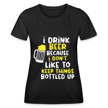 Bière Buveur de bière Bouteille de bière en canette de bière - T-shirt sport Femme - noir - Devant - AI Model Female 172 light (172cm)